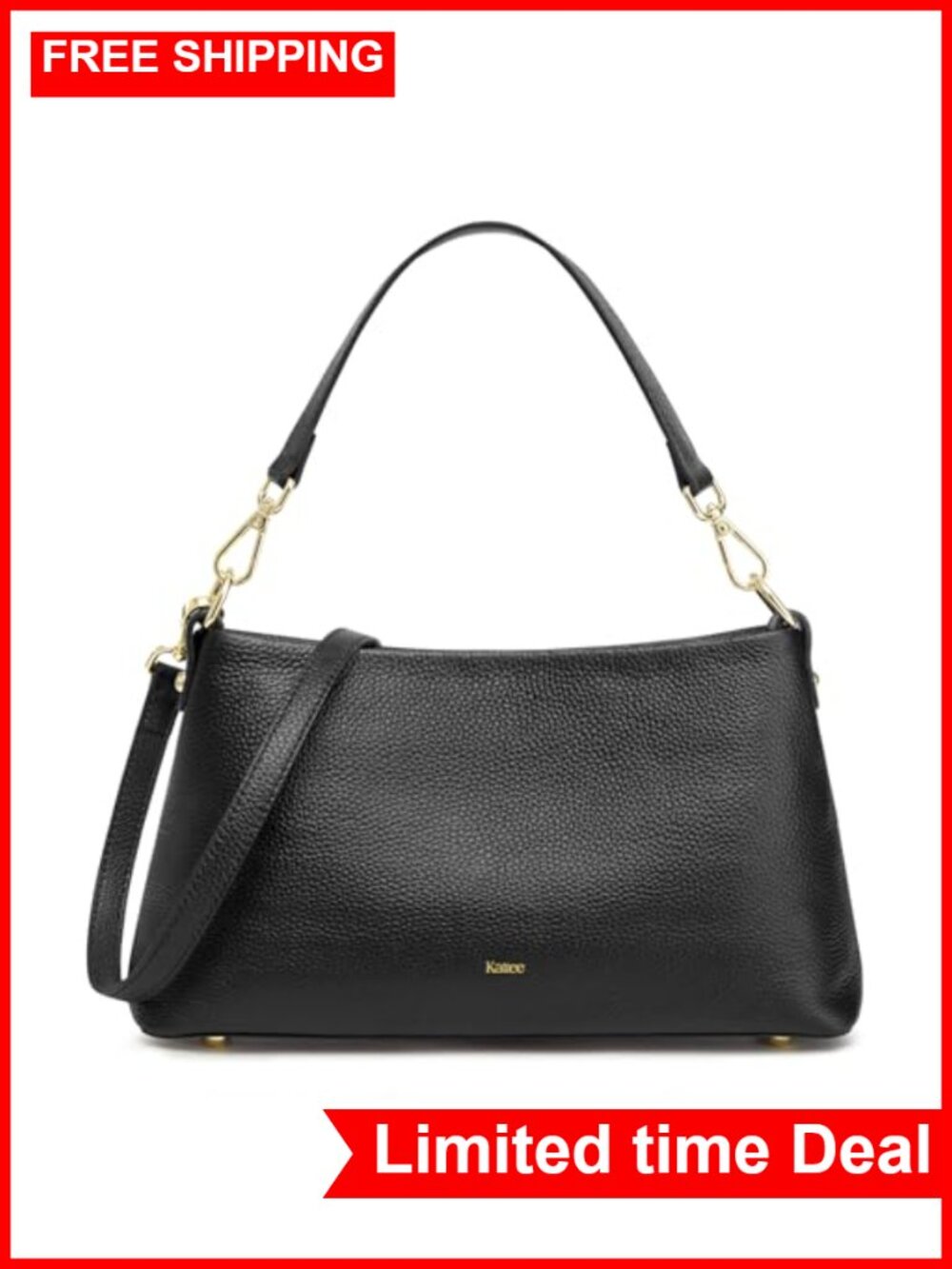 Genuine Pebbled Leather Crossbody Bag Small Purse Dual Strap Everyday